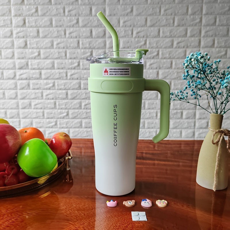 40oz Vacuum Insulated Travel Tumbler with Handle & Straw (304 Stainless Steel)