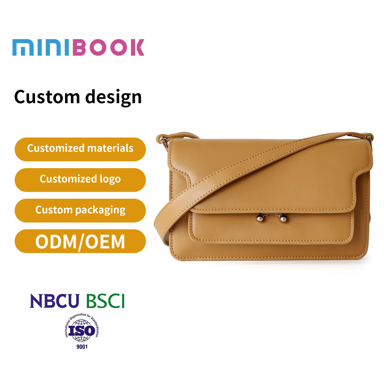 MINIBOOK Structured PU Leather Crossbody Bag (MN-3258)