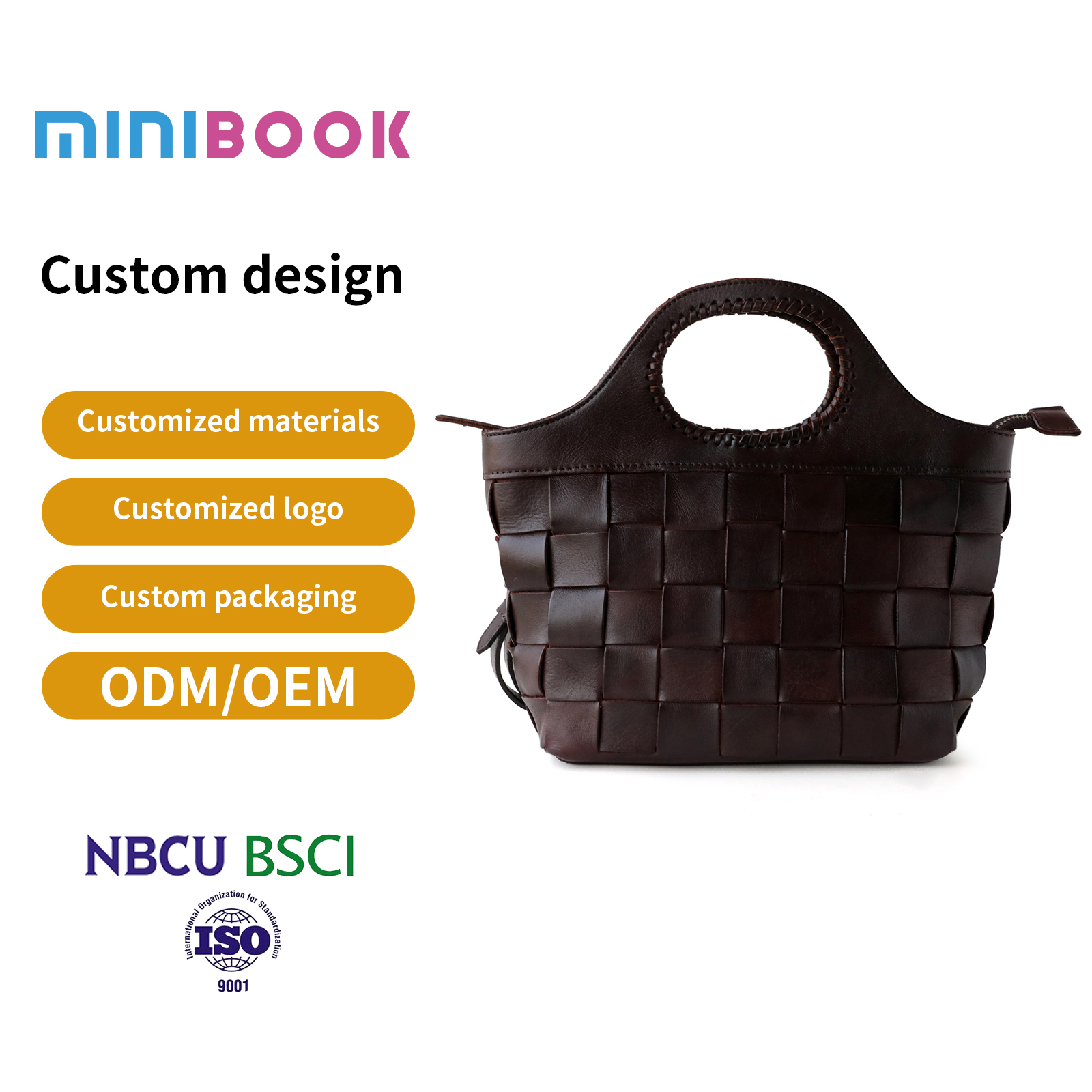 Mini Woven Leather Top-Handle Tote (with Crossbody Strap)