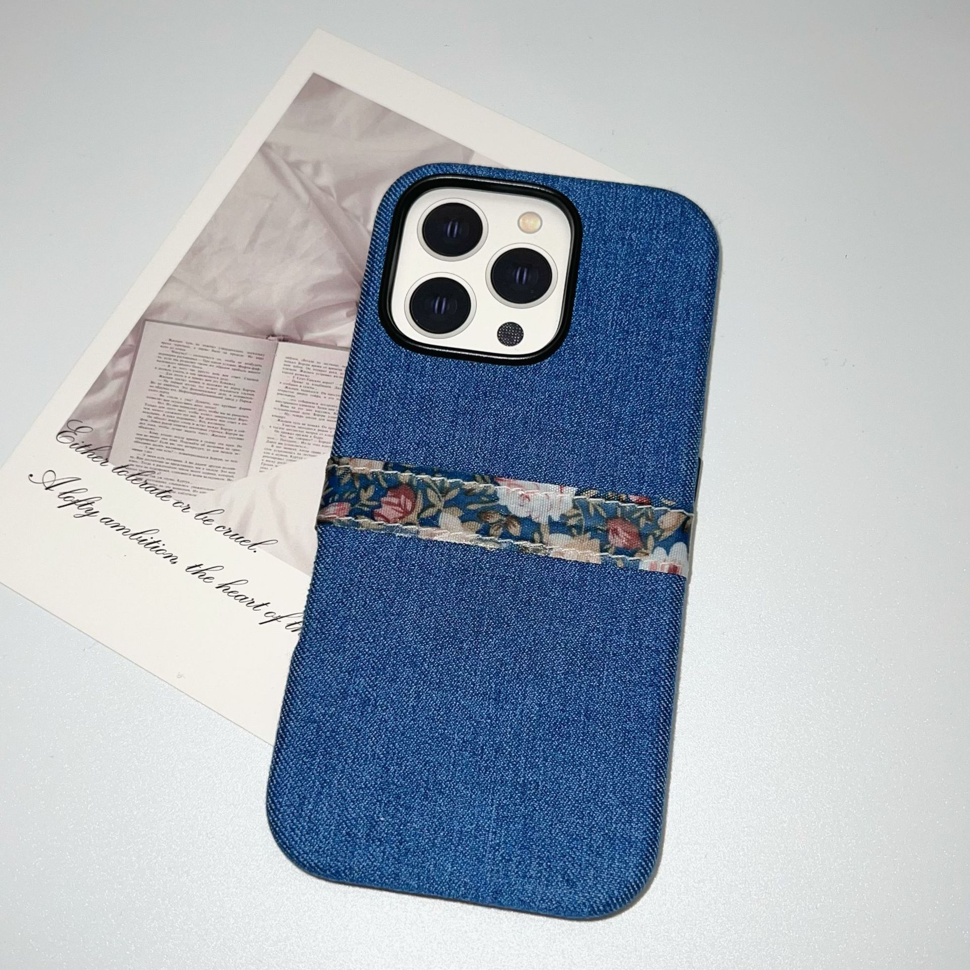Denim Flower-Band iPhone Case (Shock-Absorbent TPU, Slim Fit)