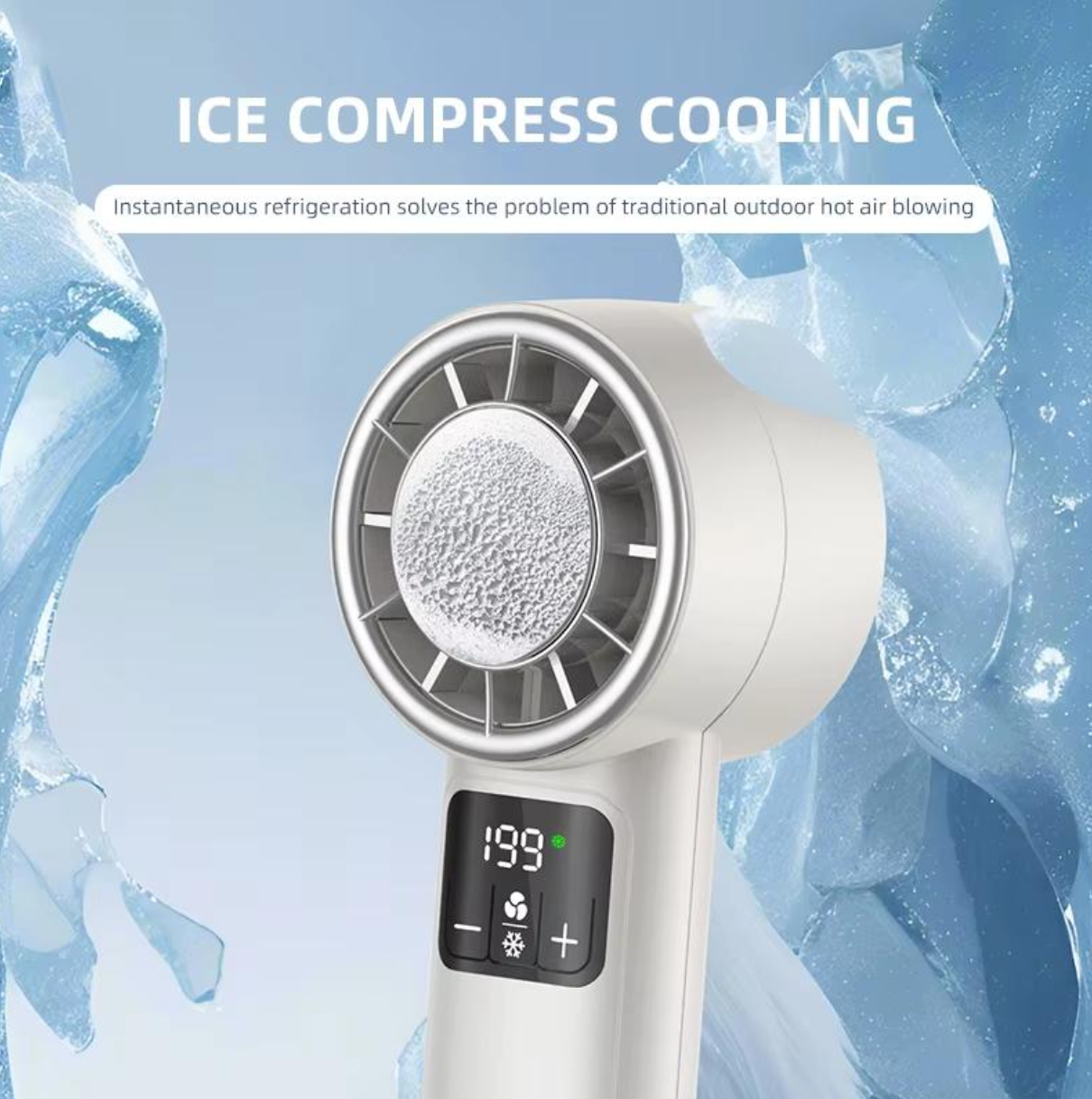 Portable Ice Cooling Fan with Digital Display Rechargeable