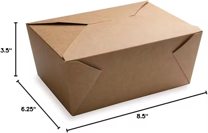 Kraft Fold-Top Takeout Box – Leak-Resistant Food Container for Meals & Desserts