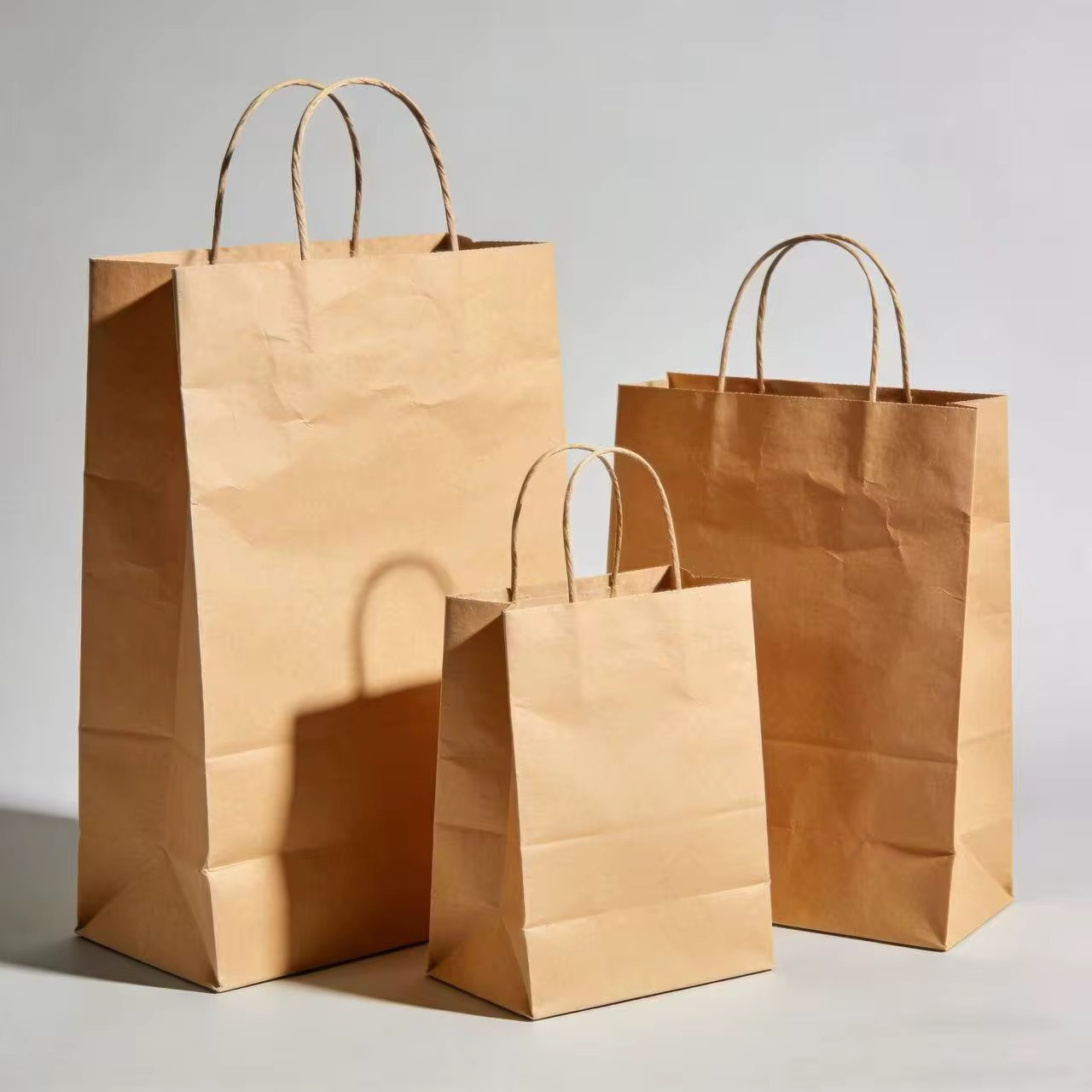 Heavy Duty Kraft Paper Bags with Handles – Eco-Friendly Shopping & Takeout Bags