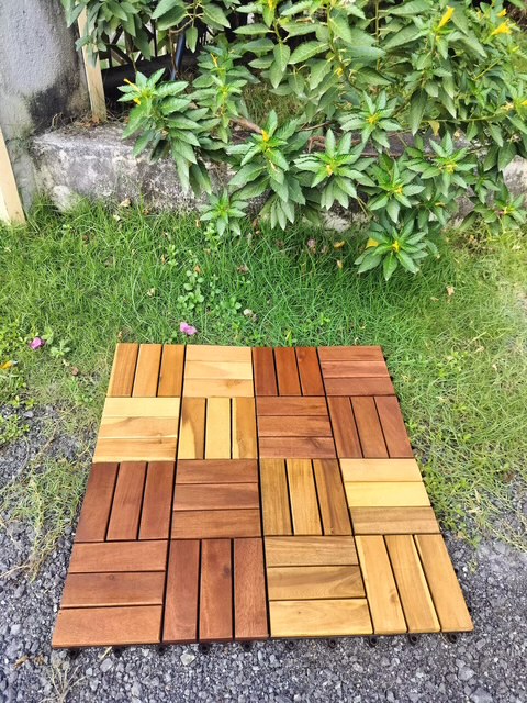 Premium Acacia Wood Interlocking Deck Tiles – Outdoor Garden & Balcony Flooring