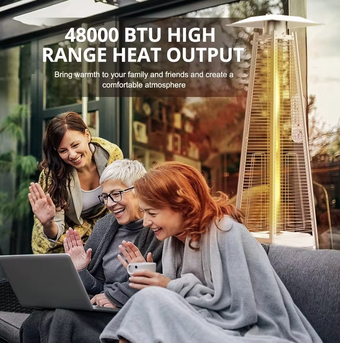 Outdoor Gas Patio Heater – Pyramid Flame Propane Heater for Garden, Patio & Restaurant Use