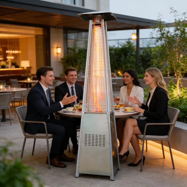 Tall Outdoor Pyramid Gas Heater – Stylish Flame Patio Heater for Home, Garden & Party Use