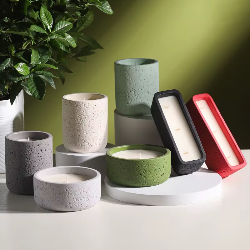 Concrete Luxury Scented Candle – Minimalist Aromatherapy Jar