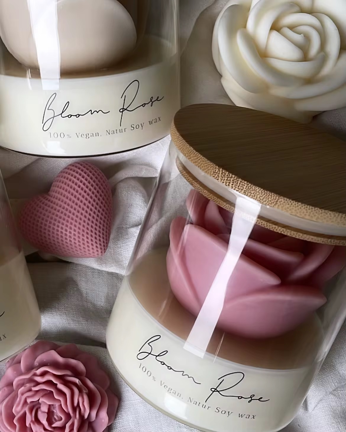 Bloom Rose Glass Candle – Aesthetic Aromatherapy Gift Candle