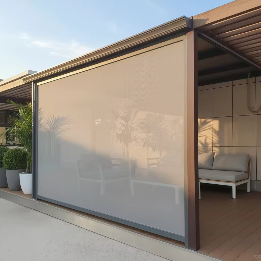 Motorized Outdoor Roller Blinds – Waterproof UV-Blocking Fabric Shades