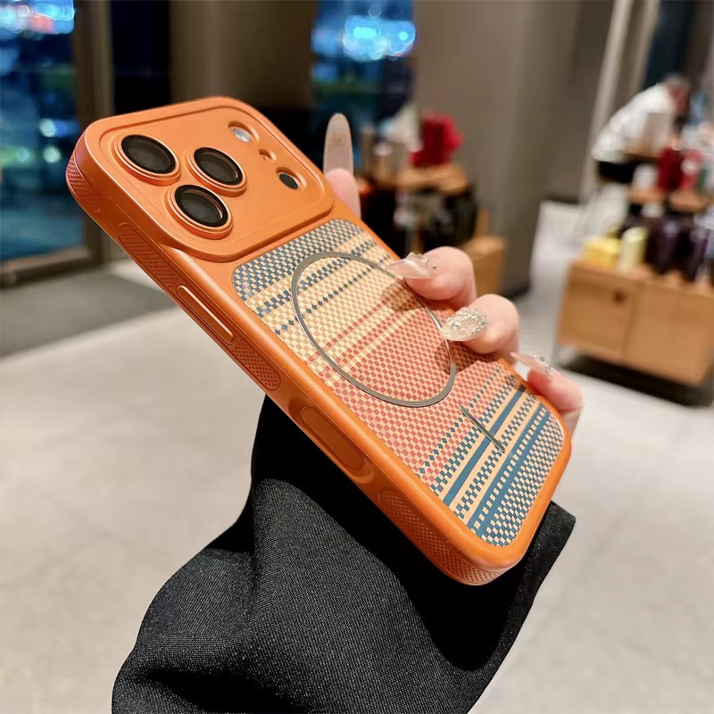 Fashion Fiber Pattern Magnetic Phone Case for iPhone