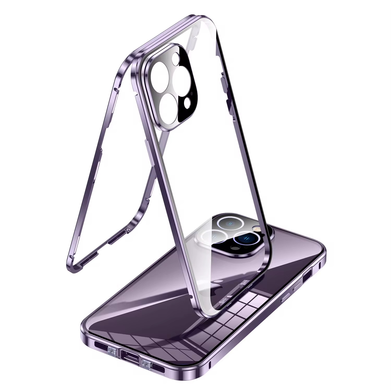 Magnetic Double-Sided Tempered Glass Phone Case with Camera Protection