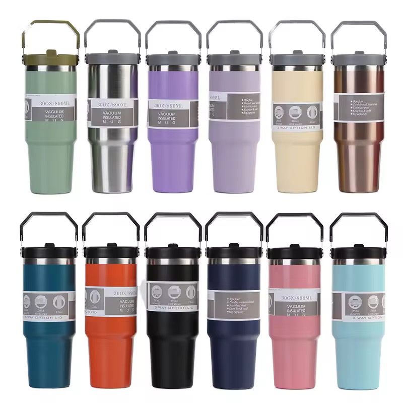 40oz Insulated Stainless Steel Travel Mug with Handle & Vacuum Insulation