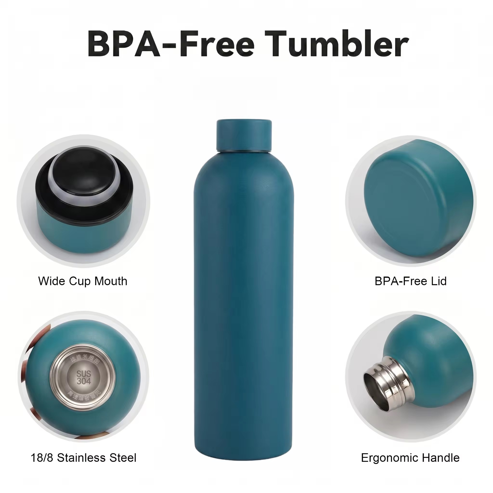 Double Wall Vacuum Insulated Stainless Steel Water Bottle – 17oz Thermal Flask