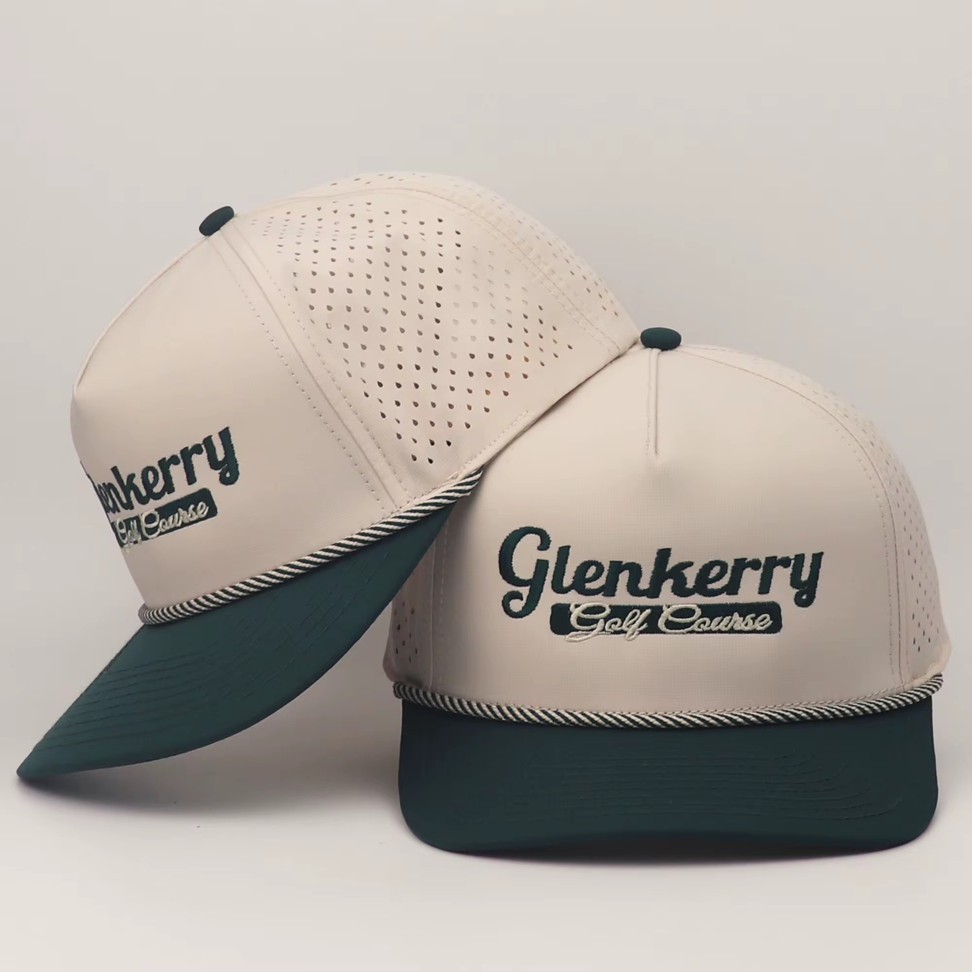 OEM Vintage Golf Rope Cap with Custom 3D Embroidery & Breathable Performance Design