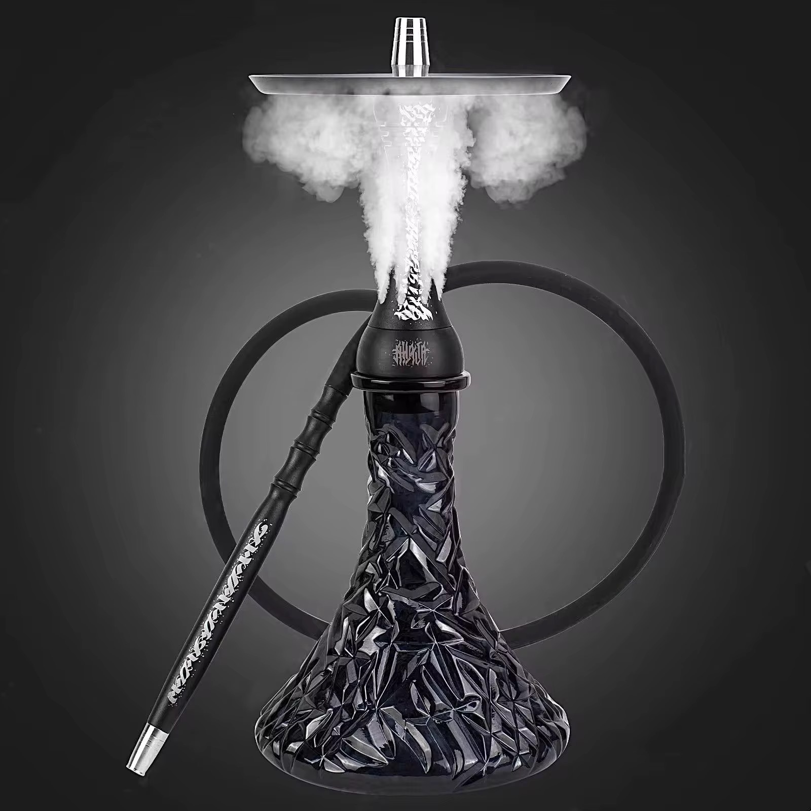 Black Luxury Hookah Stainless Steel German Smoking Set – Premium Glass Shisha for Bar & Lounge