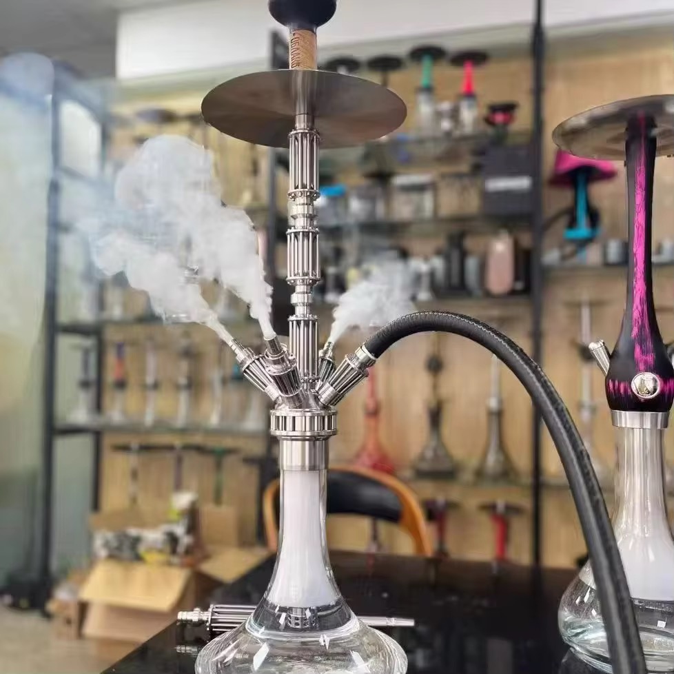 Luxury MIG TITAN Stainless Steel Hookah Set with LED Glass Base & Gift Box