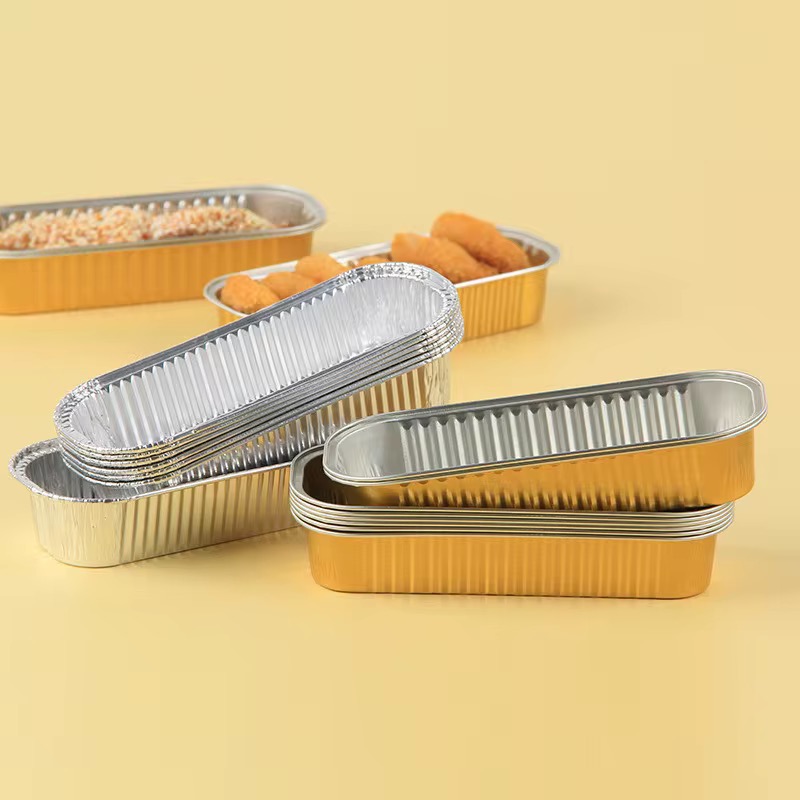 Small Disposable Rectangular Bowl for Fried Golden Bread with PET Lid – Model 2025 (200ml)