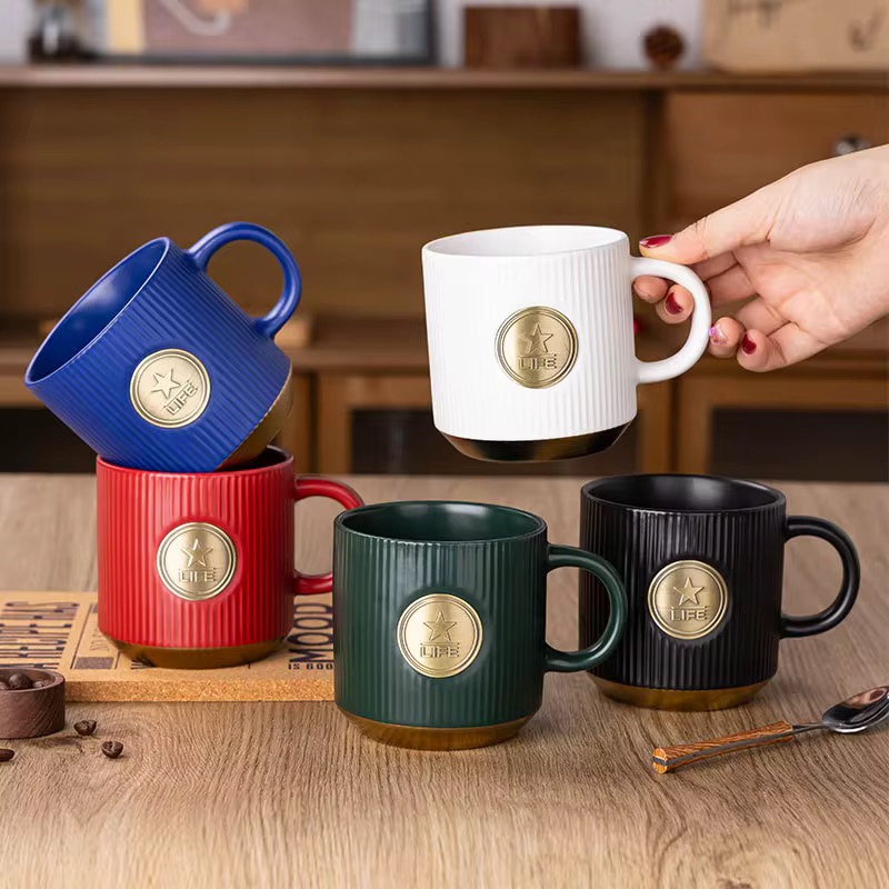 European Retro Luxury Ceramic Coffee Mug with Custom Logo
